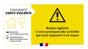 Vigilance jaune vent violent - pluie inondation
