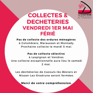 Fermeture déchèterie - 1er mai 2026