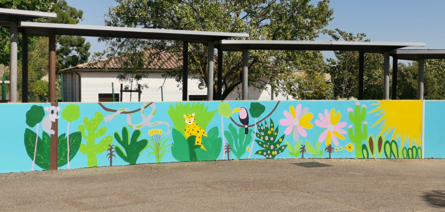 Inauguration de la fresque à l'école maternelle