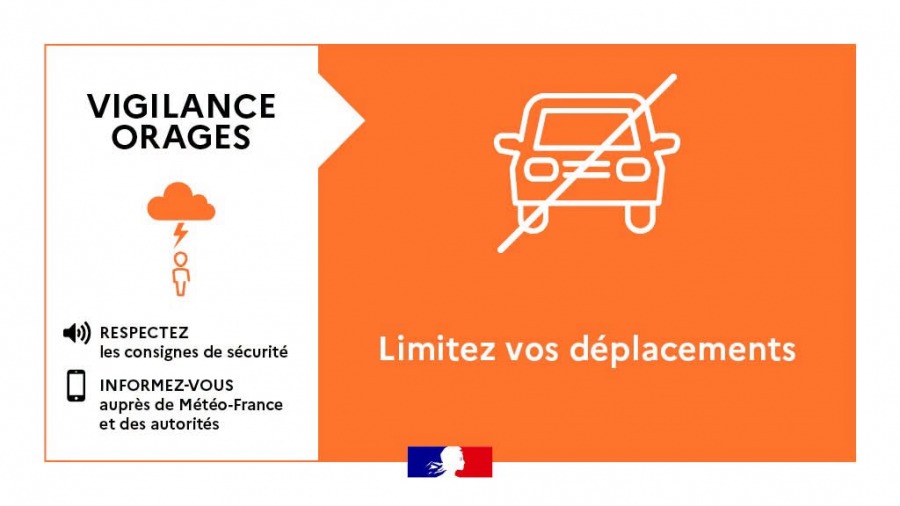 Vigilance orange orages et vigilance jaune pluie inondations