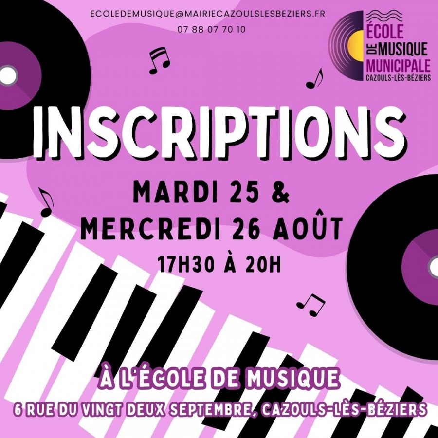 Inscriptions à l'école de musique municipale