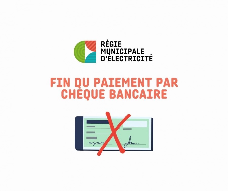 Régie Municipale d'Electricité : fin du paiement par chèque