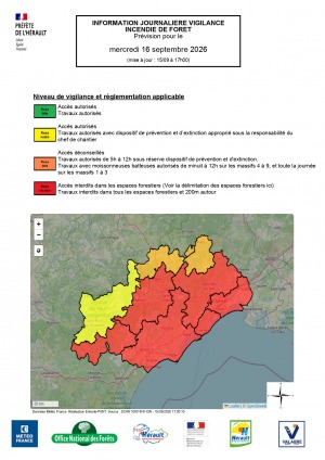 Risque élevé incendie - Mercredi 16 septembre