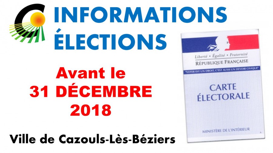 ÉLECTIONS - Réforme des liste électorales au 1er Janvier 2019 - Édition des nouvelles cartes élector