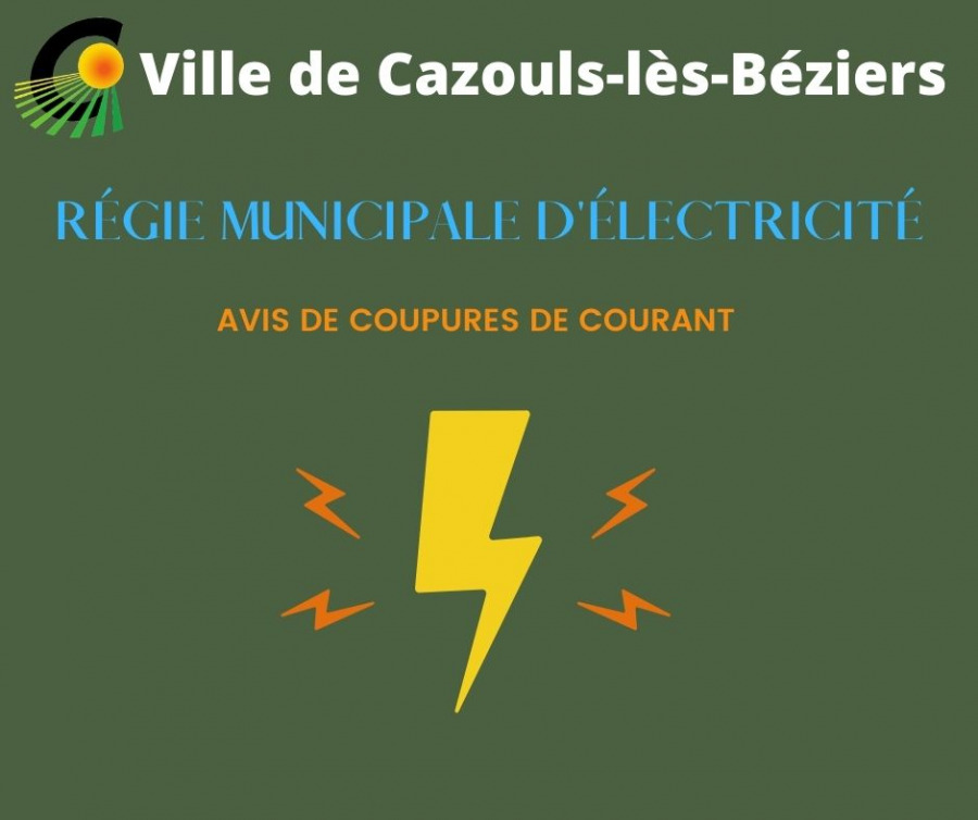 Régie Municipale d'Électricité - Avis de coupures de courant