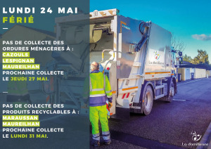 Collecte ordures ménagères : lundi 24 mai 2021 - Pentecôte