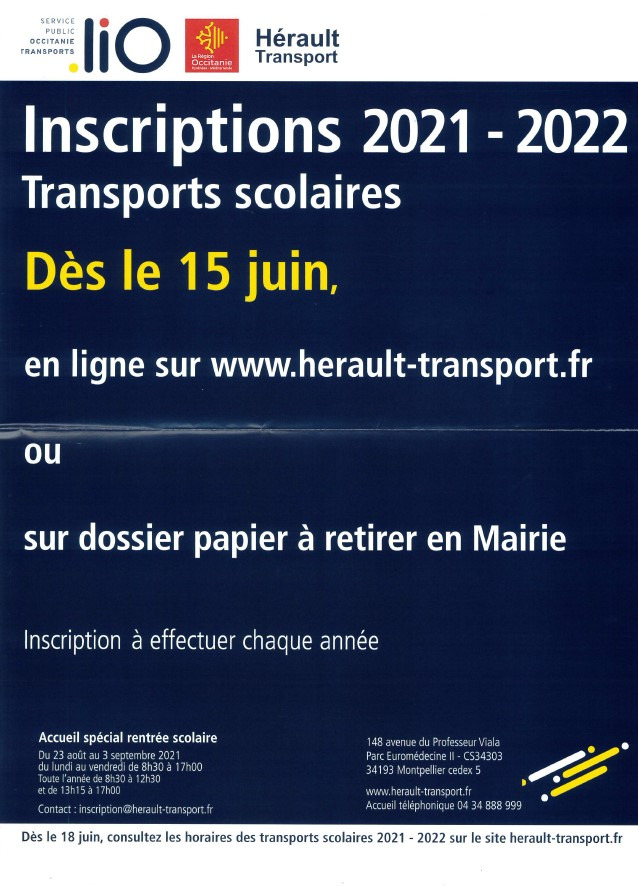 Inscription - Transport scolaire 2021- 2022