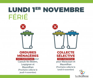 Férié 11 novembre - Collecte ordures ménagères