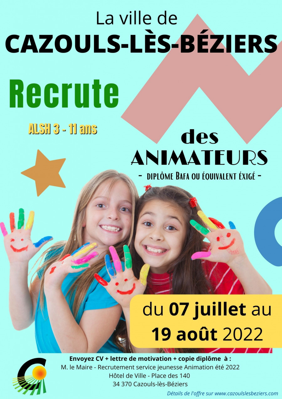 Recrutement animateurs - ALSH été 2022