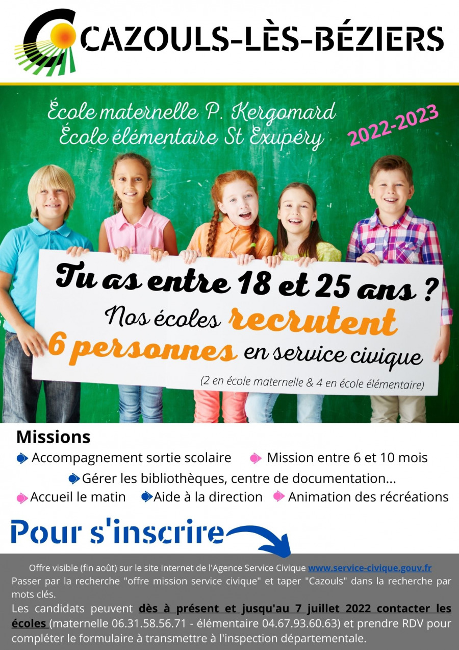 Service civique - Recrutement 2022 -2023