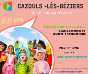 Ouverture des inscriptions ALSH Toussaint 3-11 ans