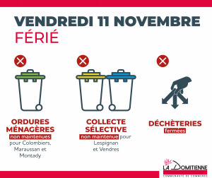 Férié - Vendredi 11 novembre 2022