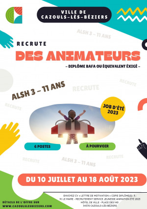 Recrutement animateurs - ALSH été 2023