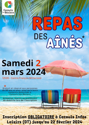 Les inscriptions sont ouvertes pour le repas des aînés 2024