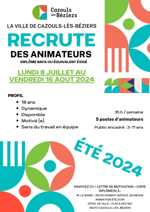 Recrutement animateurs - ALSH été 2024