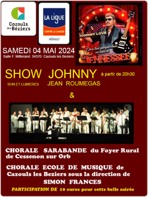 Johnny Love, sosie de Johnny Hallyday, en concert sur scène à Cazouls-lès-Béziers