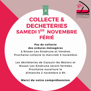 Fermeture de la déchèterie - 1er novembre