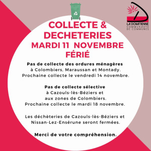 Fermeture déchèterie - 11 novembre