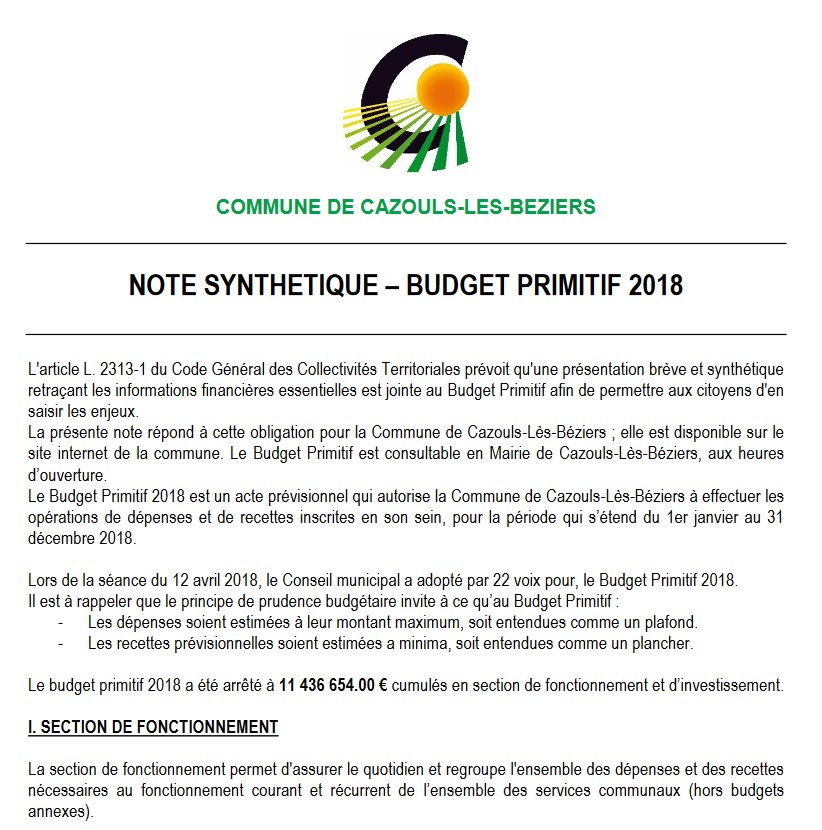 budget primitif 18