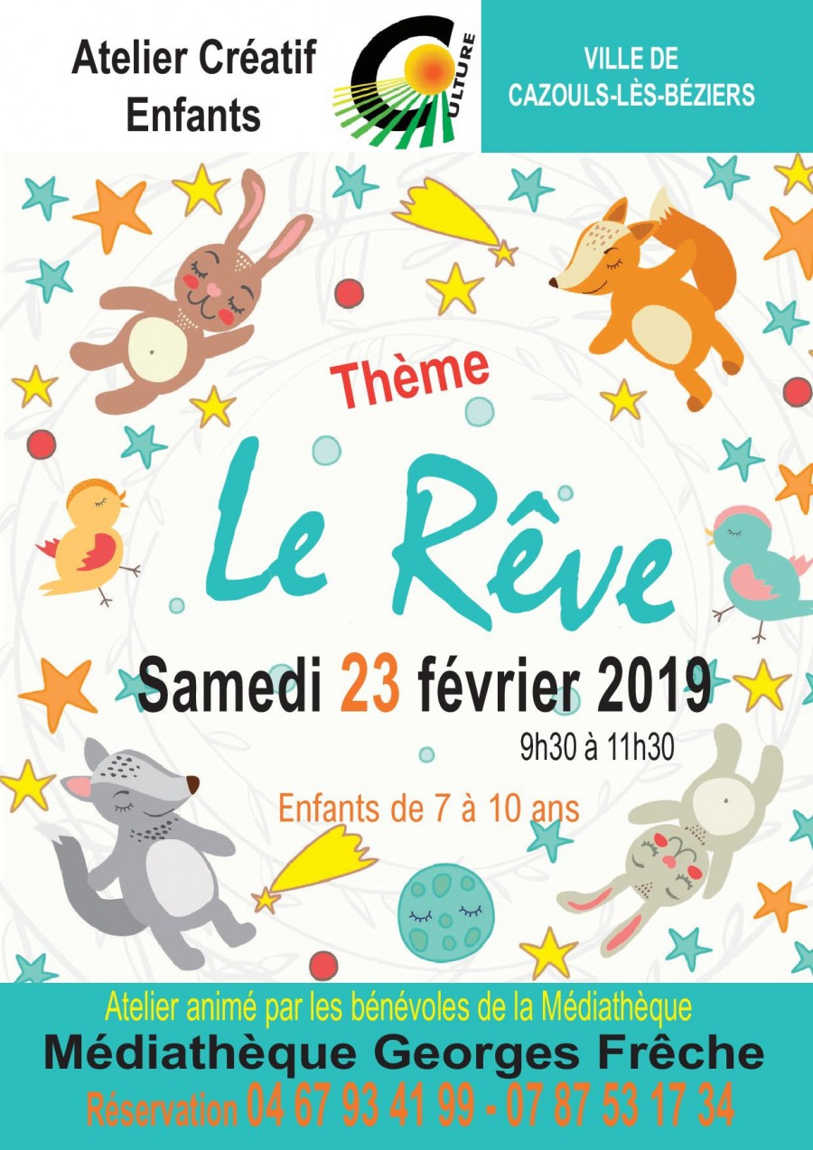 Evènements à venir - Atelier créatif pour enfants le Rêve -  Cazouls-lès-Béziers